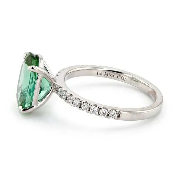3.15ct Casablanca Oval Green Tourmaline and Diamond Pave Ring Image 2 La Mine d'Or Moncton, NB