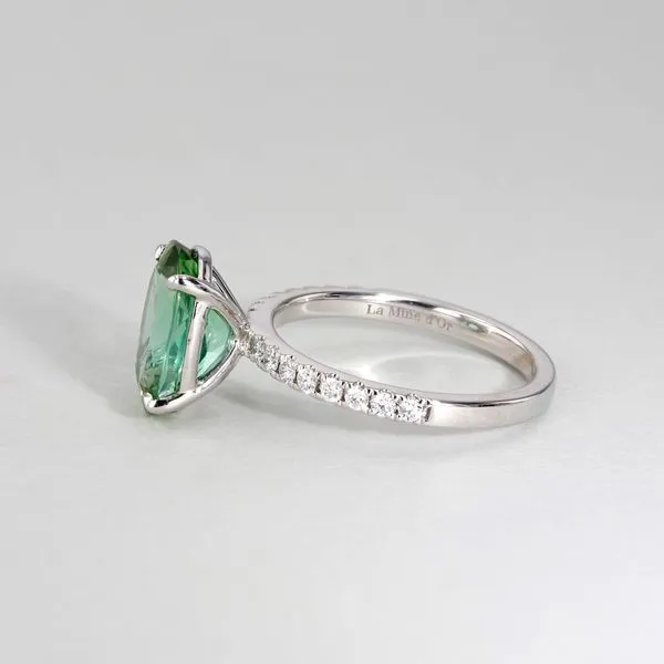 3.15ct Casablanca Oval Green Tourmaline and Diamond Pave Ring Image 4 La Mine d'Or Moncton, NB