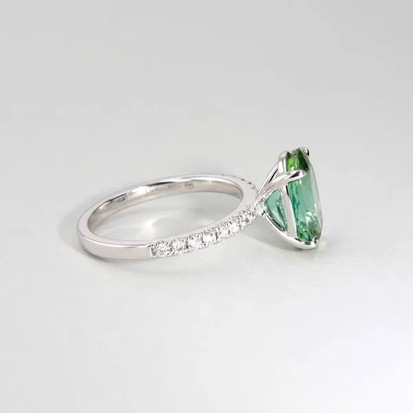 3.15ct Casablanca Oval Green Tourmaline and Diamond Pave Ring Image 5 La Mine d'Or Moncton, NB