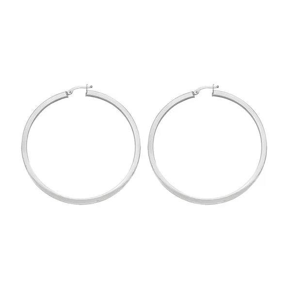 10kt White Gold X-Large Flat Hoop Earrings La Mine d'Or Moncton, NB