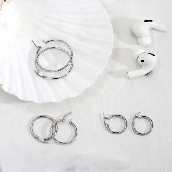 10kt White Gold Large Thin Hoop Earrings Image 3 La Mine d'Or Moncton, NB