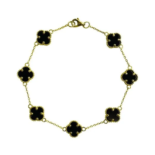 10kt Yellow Gold Black Onyx Clover Bracelet La Mine d'Or Moncton, NB