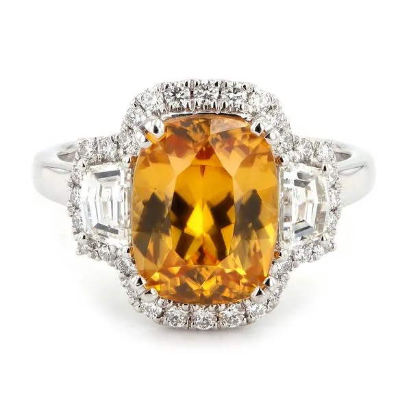 5.50ct Golden Yellow Zircon and Diamond Halo Ring La Mine d'Or Moncton, NB