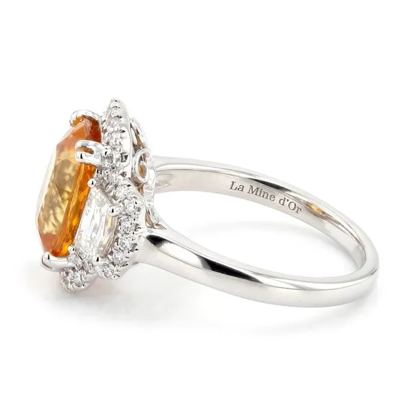 5.50ct Golden Yellow Zircon and Diamond Halo Ring Image 2 La Mine d'Or Moncton, NB