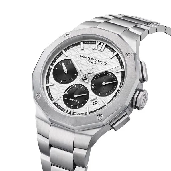 Baume & Mercier Riviera Automatic Chronograph White Dial 41mm Image 3 La Mine d'Or Moncton, NB