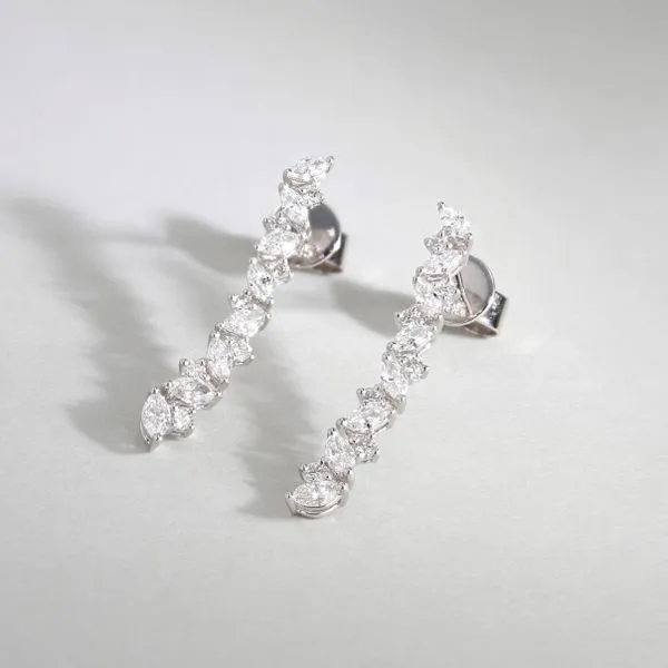 0.85tw Together Marquise and Round Diamond Drop Stud Earrings Image 3 La Mine d'Or Moncton, NB