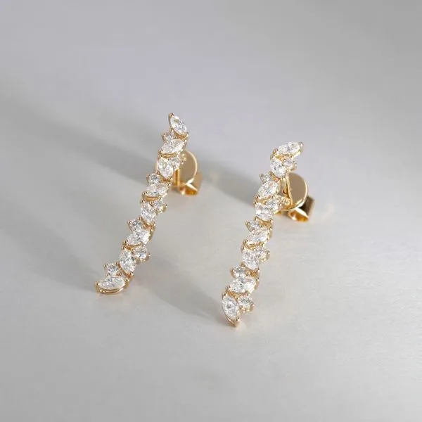 0.85tw Together Marquise and Round Diamond Drop Stud Earrings Image 3 La Mine d'Or Moncton, NB