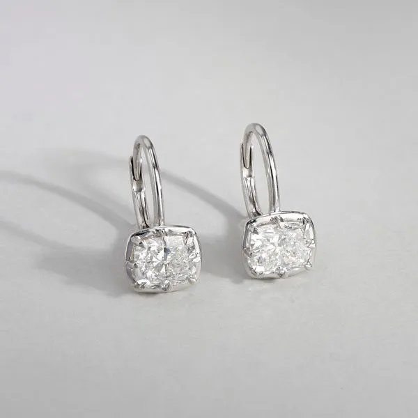 1.86tw Cushion Shaped Diamond French Drop Earrings Image 2 La Mine d'Or Moncton, NB