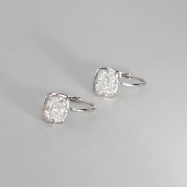 1.86tw Cushion Shaped Diamond French Drop Earrings Image 3 La Mine d'Or Moncton, NB