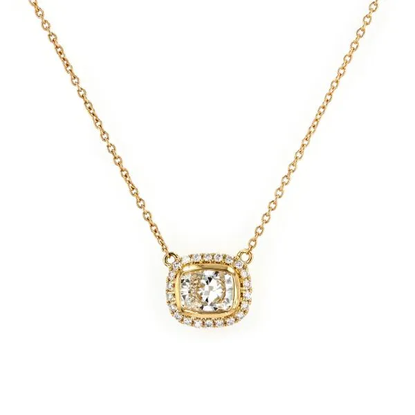 1.15tw Cushion Cut Diamond Halo Necklace La Mine d'Or Moncton, NB