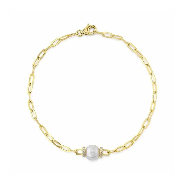 0.07tw Shy Creation Jackie Diamond & Pearl Paper Clip Bracelet La Mine d'Or Moncton, NB