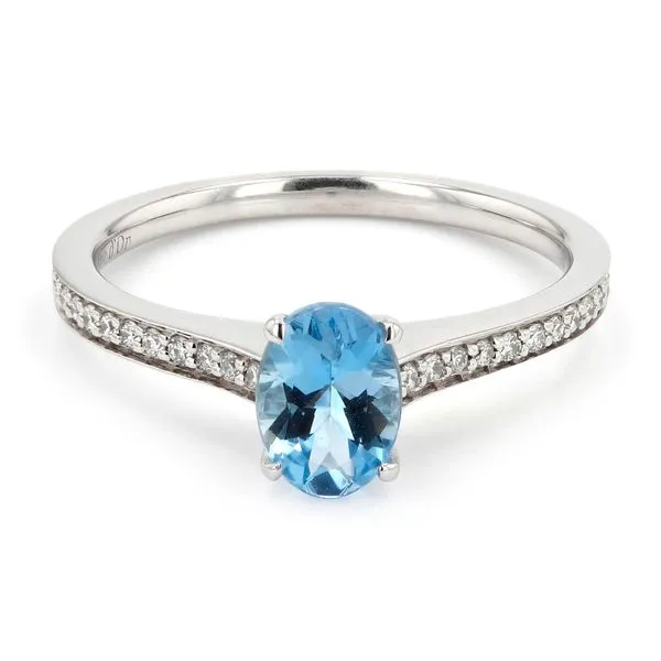 0.70ct Milan Aquamarine Oval and Diamond Pave Ring La Mine d'Or Moncton, NB