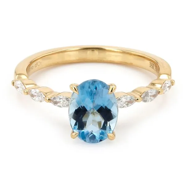 1.05ct Berlin Aquamarine Oval and Diamond Pave Ring La Mine d'Or Moncton, NB