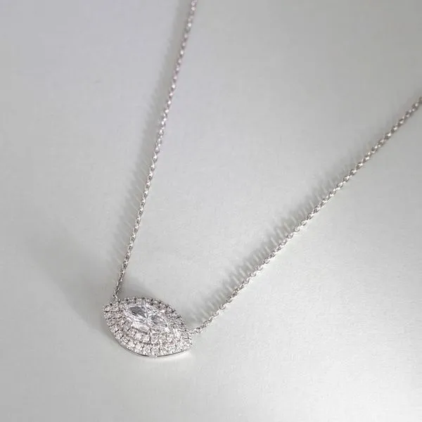 1.06tw Marquise Diamond Double Halo Necklace Image 3 La Mine d'Or Moncton, NB