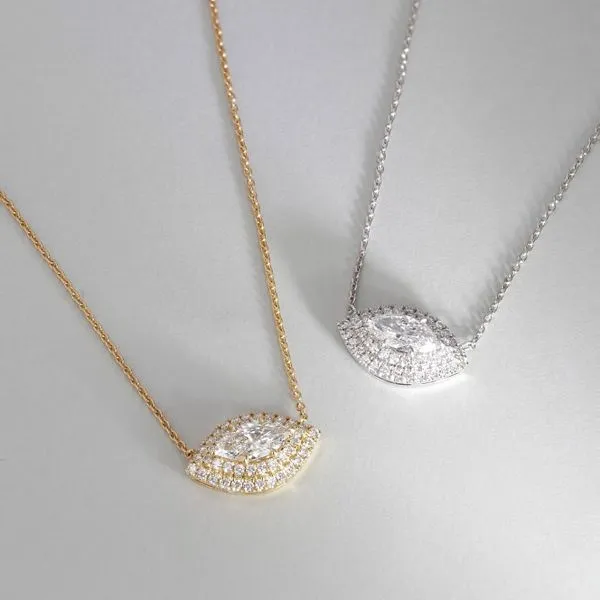 1.06tw Marquise Diamond Double Halo Necklace Image 4 La Mine d'Or Moncton, NB