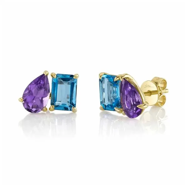 3.66tw Shy Creation Color Amethyst & Blue Topaz Earrings La Mine d'Or Moncton, NB