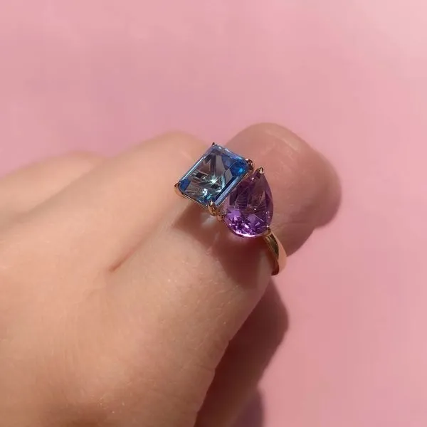 4.90tw Shy Creation Color Amethyst & Blue Topaz Ring Image 2 La Mine d'Or Moncton, NB