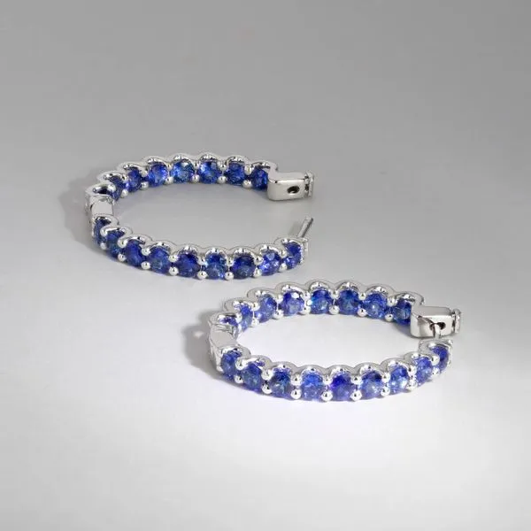 6.00tw Sapphire In-Out Eternity Hoop Earrings Image 2 La Mine d'Or Moncton, NB