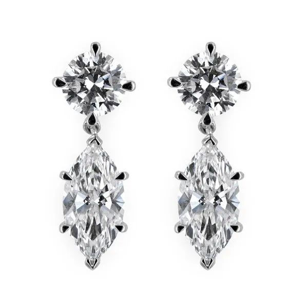 3.64tw Marquise and Round Brilliant Diamond Drop Stud Earrings La Mine d'Or Moncton, NB