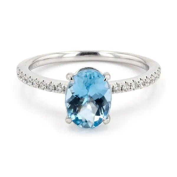 1.30ct Sofia Oval Aquamarine and Diamond Pave Ring La Mine d'Or Moncton, NB