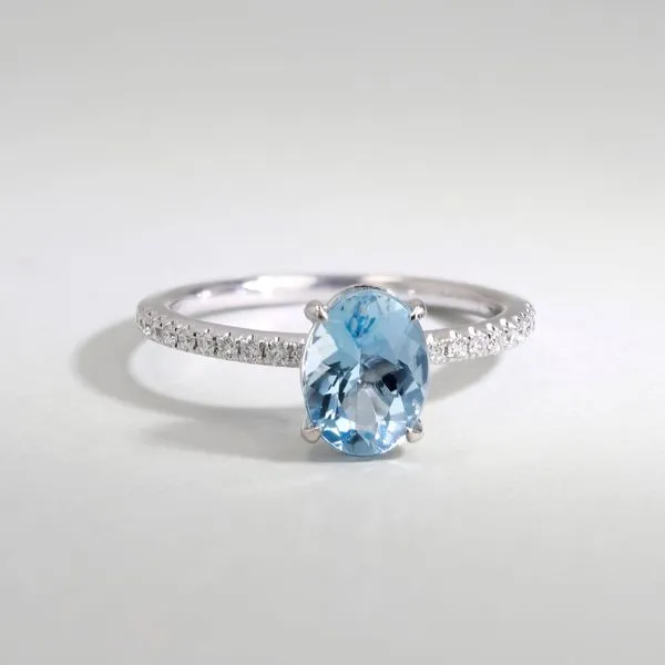 1.30ct Sofia Oval Aquamarine and Diamond Pave Ring Image 3 La Mine d'Or Moncton, NB