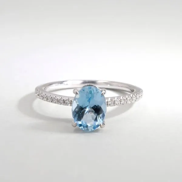 1.30ct Sofia Oval Aquamarine and Diamond Pave Ring Image 4 La Mine d'Or Moncton, NB