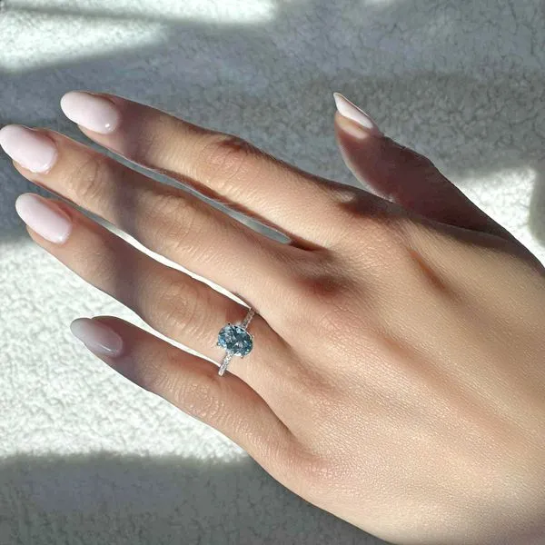1.30ct Sofia Oval Aquamarine and Diamond Pave Ring Image 5 La Mine d'Or Moncton, NB