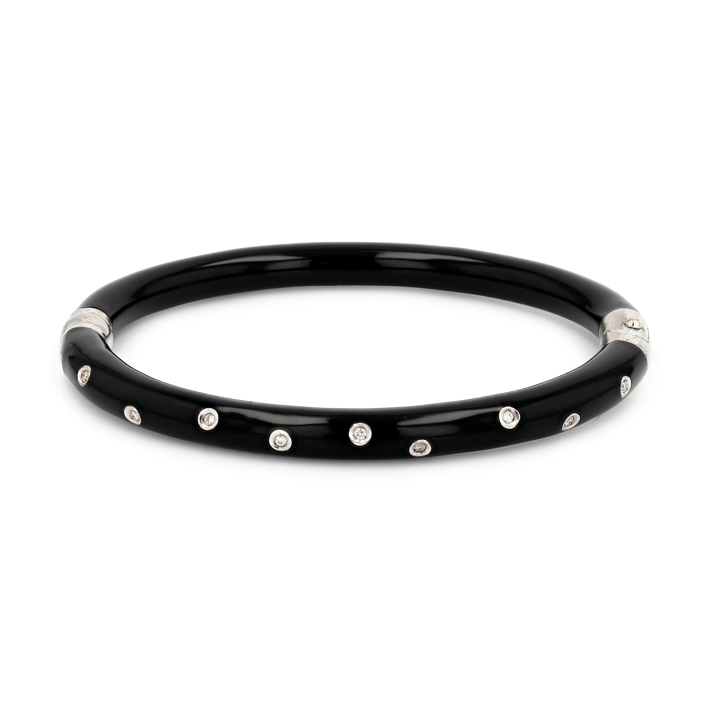 Estate Soho Black Enamel and Diamond Bangle La Mine d'Or Moncton, NB