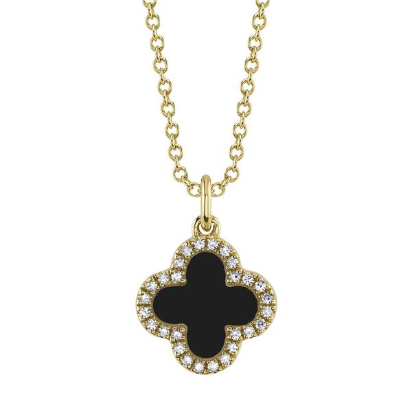 0.15tw Shy Creation Kate Diamond, Black Onyx & M.O.P. Clover Necklace Image 2 La Mine d'Or Moncton, NB