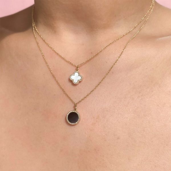 0.15tw Shy Creation Kate Diamond, Black Onyx & M.O.P. Clover Necklace Image 3 La Mine d'Or Moncton, NB