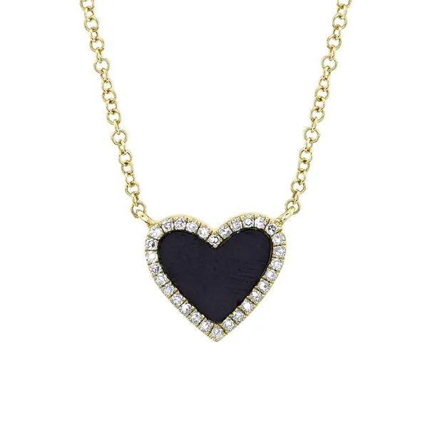0.09tw Shy Creation Kate Diamond & Black Onyx Heart Necklace La Mine d'Or Moncton, NB