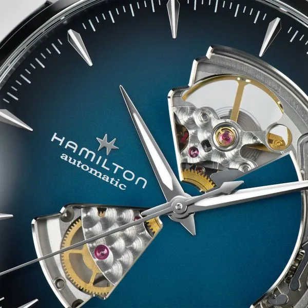 Hamilton Jazzmaster Open Heart Automatic Watch Smoked Blue Dial 40mm Image 4 La Mine d'Or Moncton, NB