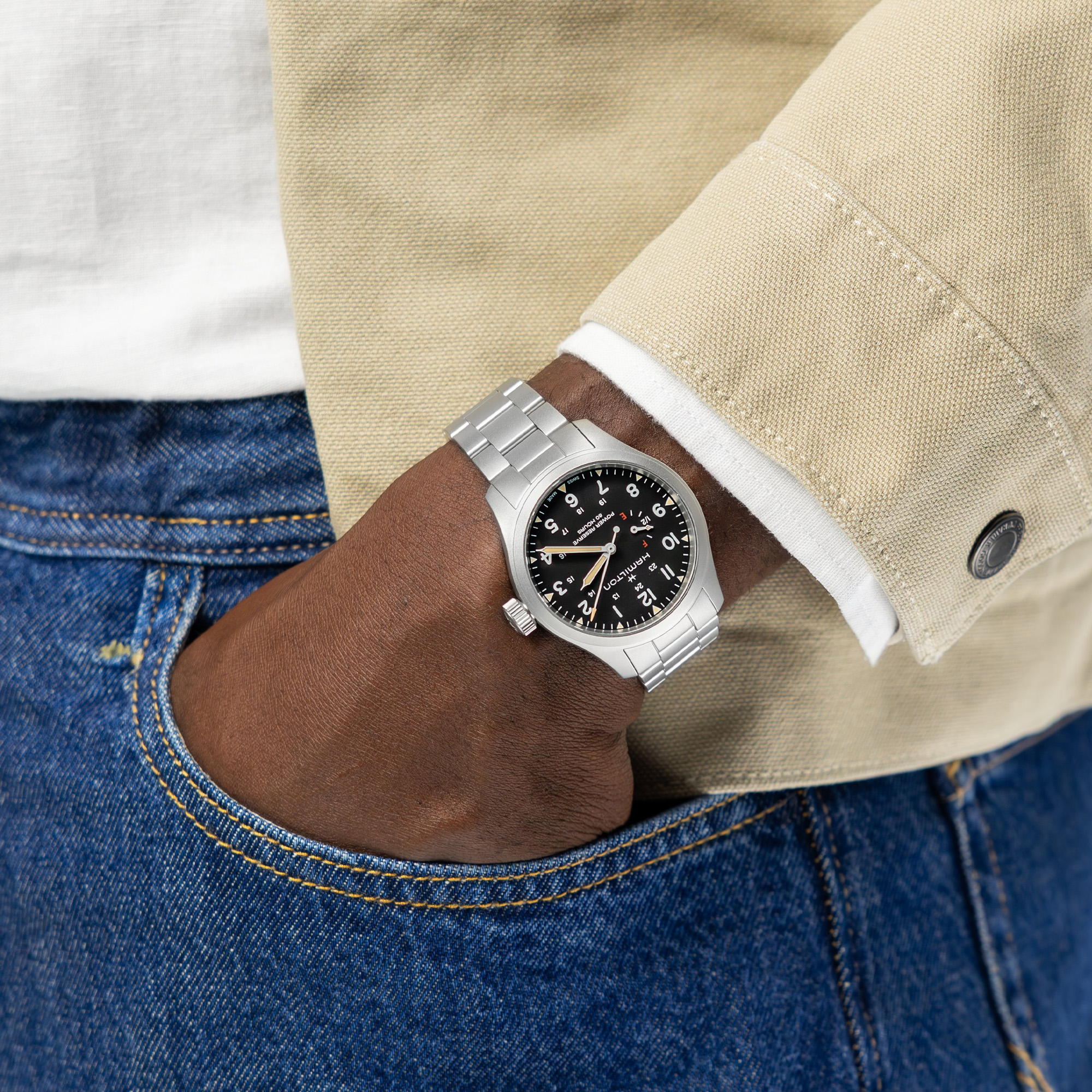 Hamilton Khaki Field Mechanical Power Reserve Black Dial 40mm Image 5 La Mine d'Or Moncton, NB