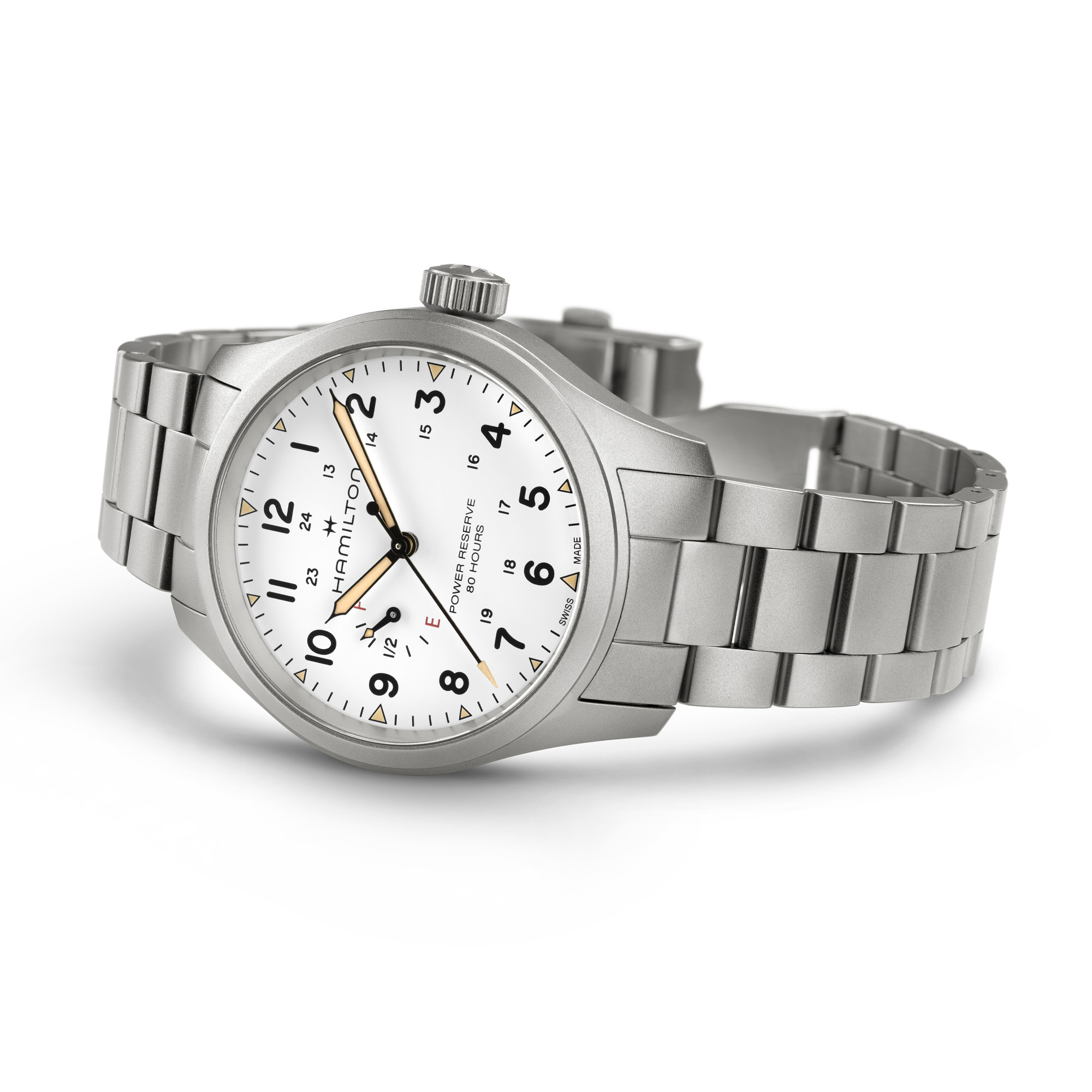 Hamilton Khaki Field Mechanical Power Reserve White Dial 40mm Image 2 La Mine d'Or Moncton, NB