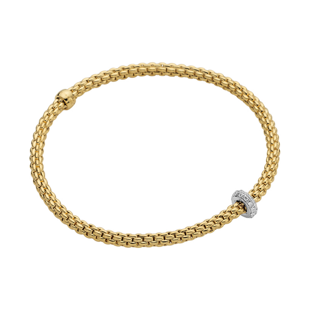 FOPE Prima Flex'it Bracelet Yellow Gold with Diamonds Size M La Mine d'Or Moncton, NB