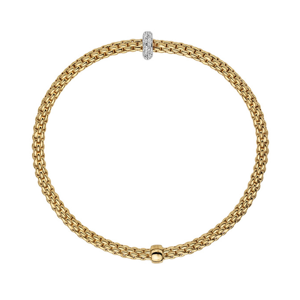 FOPE Prima Flex'it Bracelet Yellow Gold with Diamonds Size M Image 2 La Mine d'Or Moncton, NB