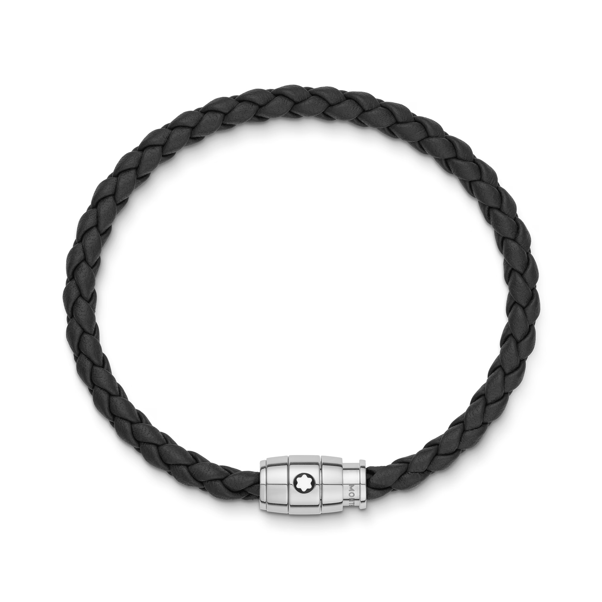 Montblanc Black Leather Woven Bracelet, Large Image 2 La Mine d'Or Moncton, NB
