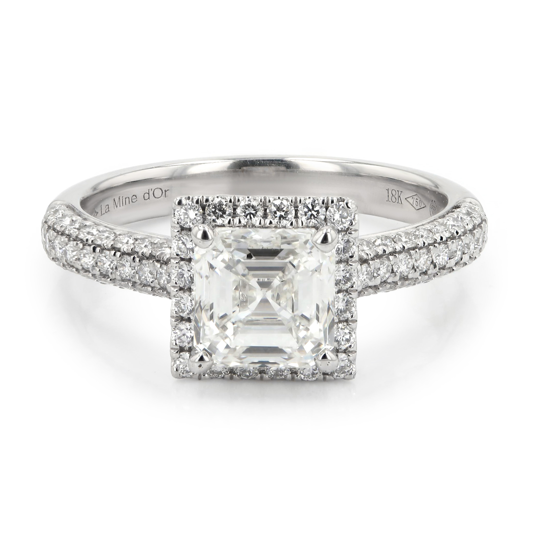 2.15tw Asscher Diamond Halo Engagement Ring La Mine d'Or Moncton, NB