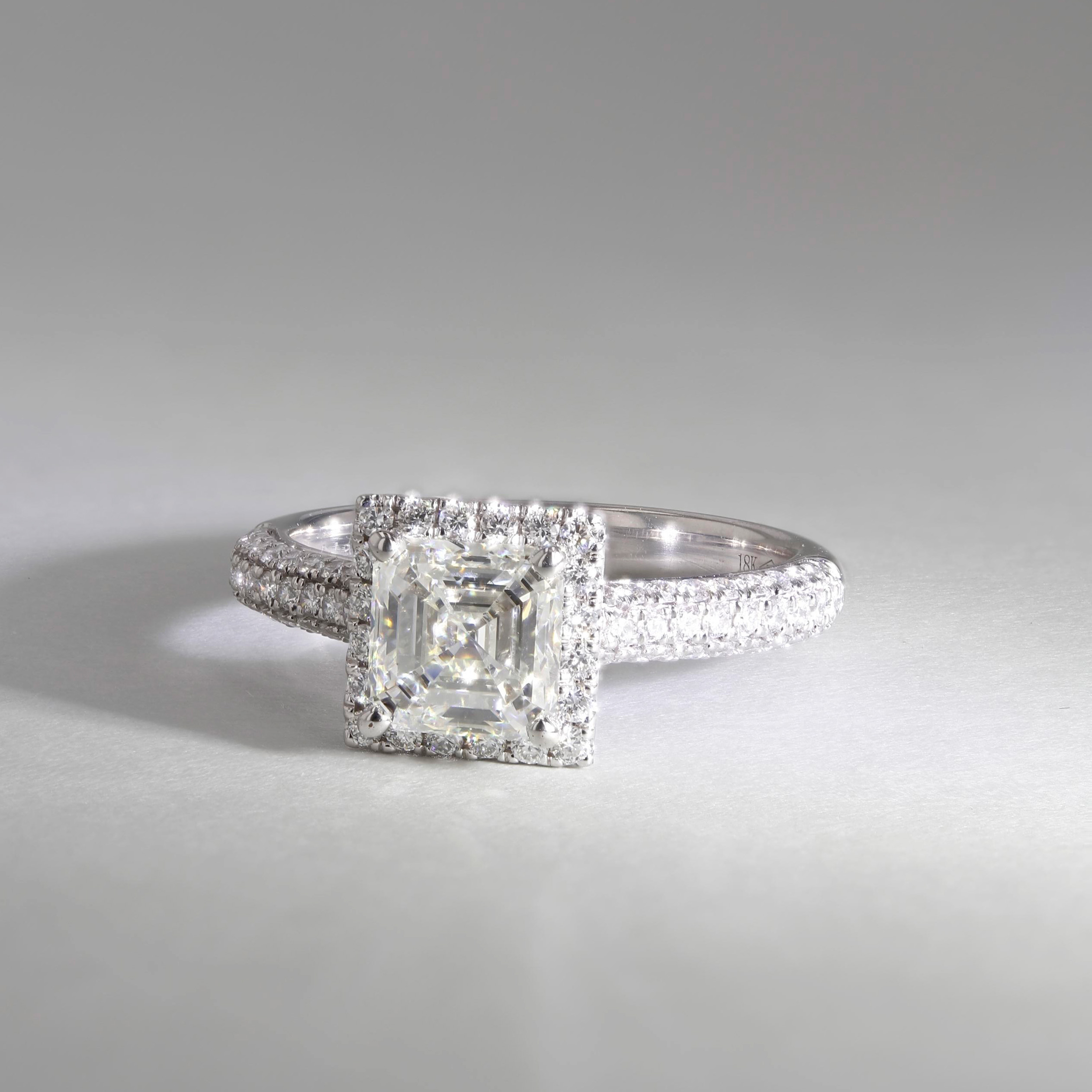 2.15tw Asscher Diamond Halo Engagement Ring Image 3 La Mine d'Or Moncton, NB