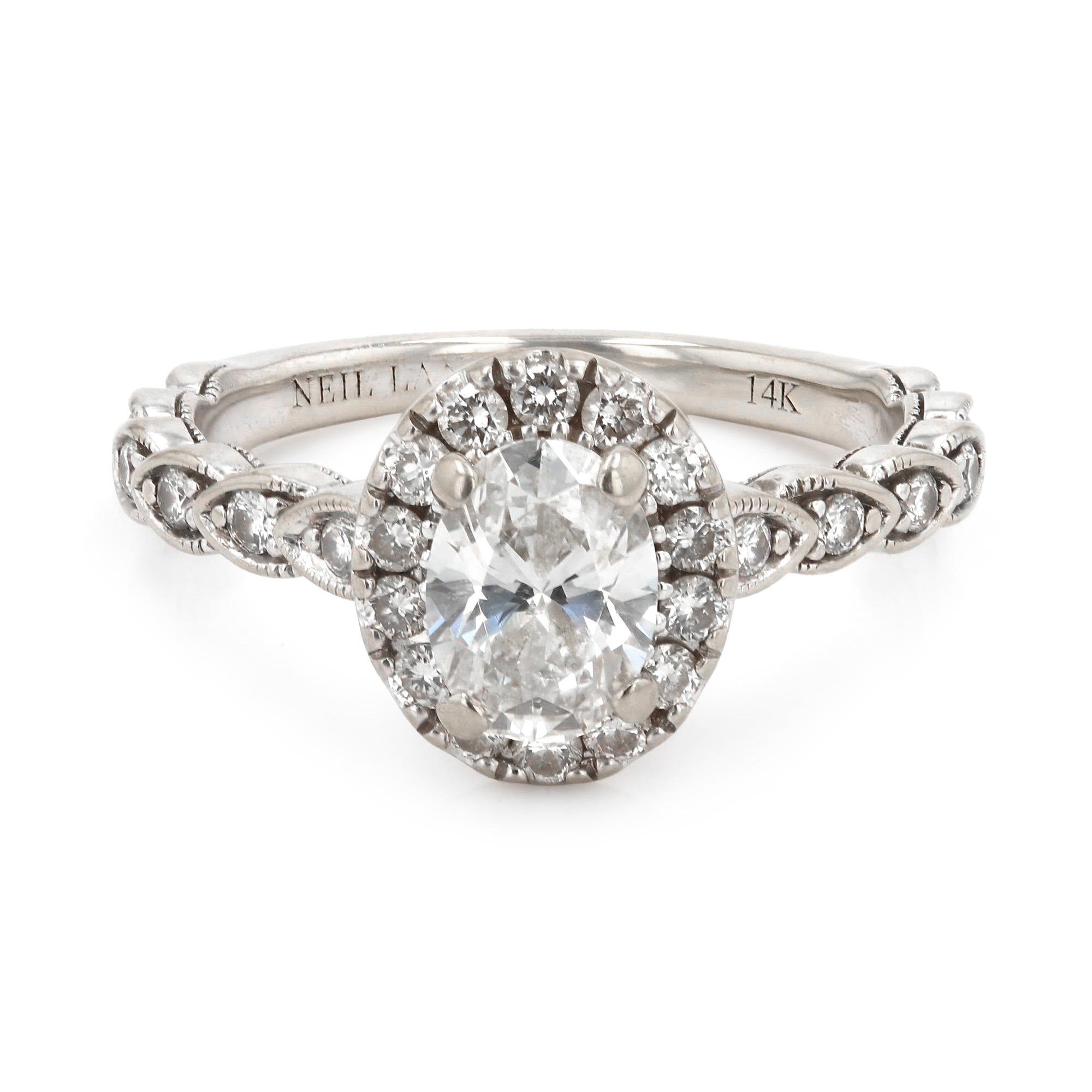Estate Oval Diamond Halo Engagement Ring La Mine d'Or Moncton, NB