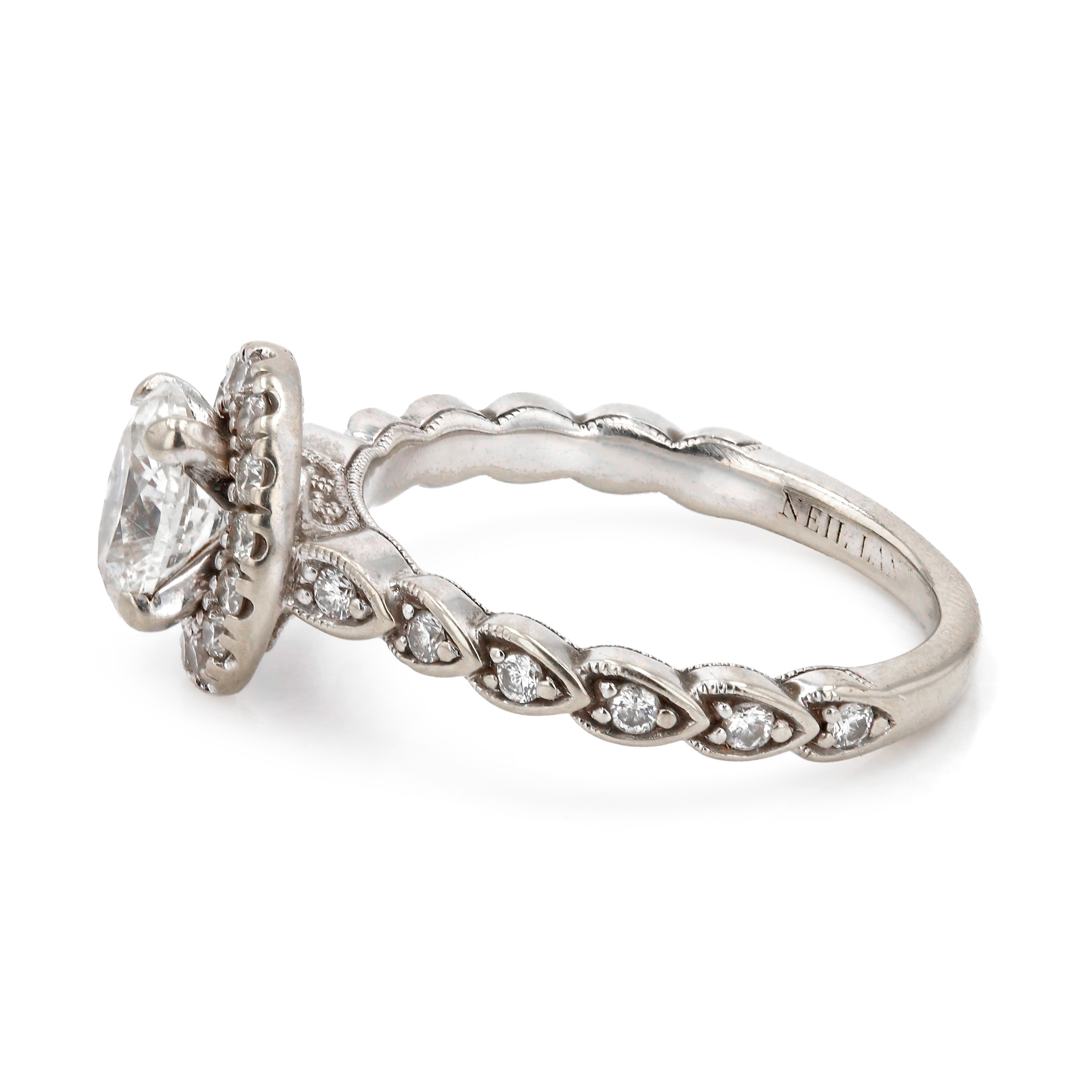 Estate Oval Diamond Halo Engagement Ring Image 2 La Mine d'Or Moncton, NB