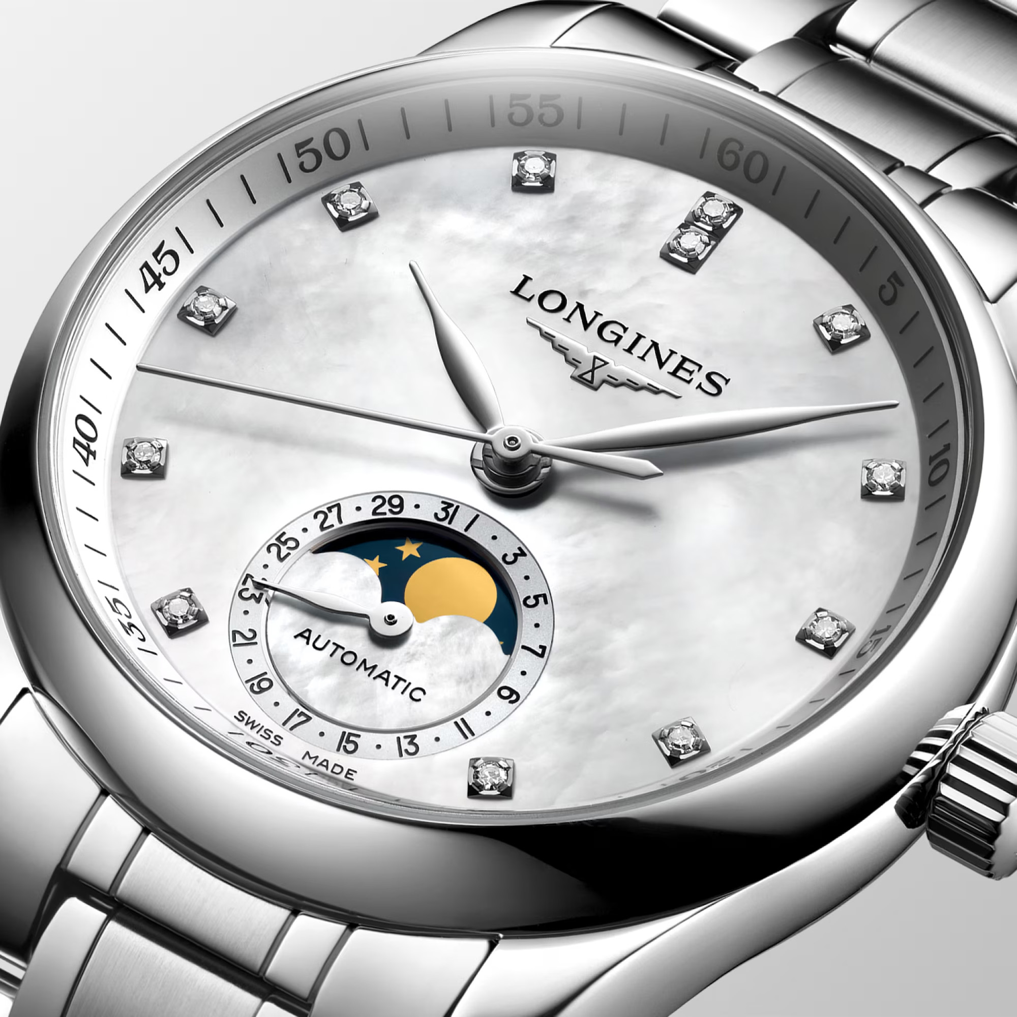 Longines Master Collection Moonphase Mother of Pearl Automatic 34mm Image 2 La Mine d'Or Moncton, NB