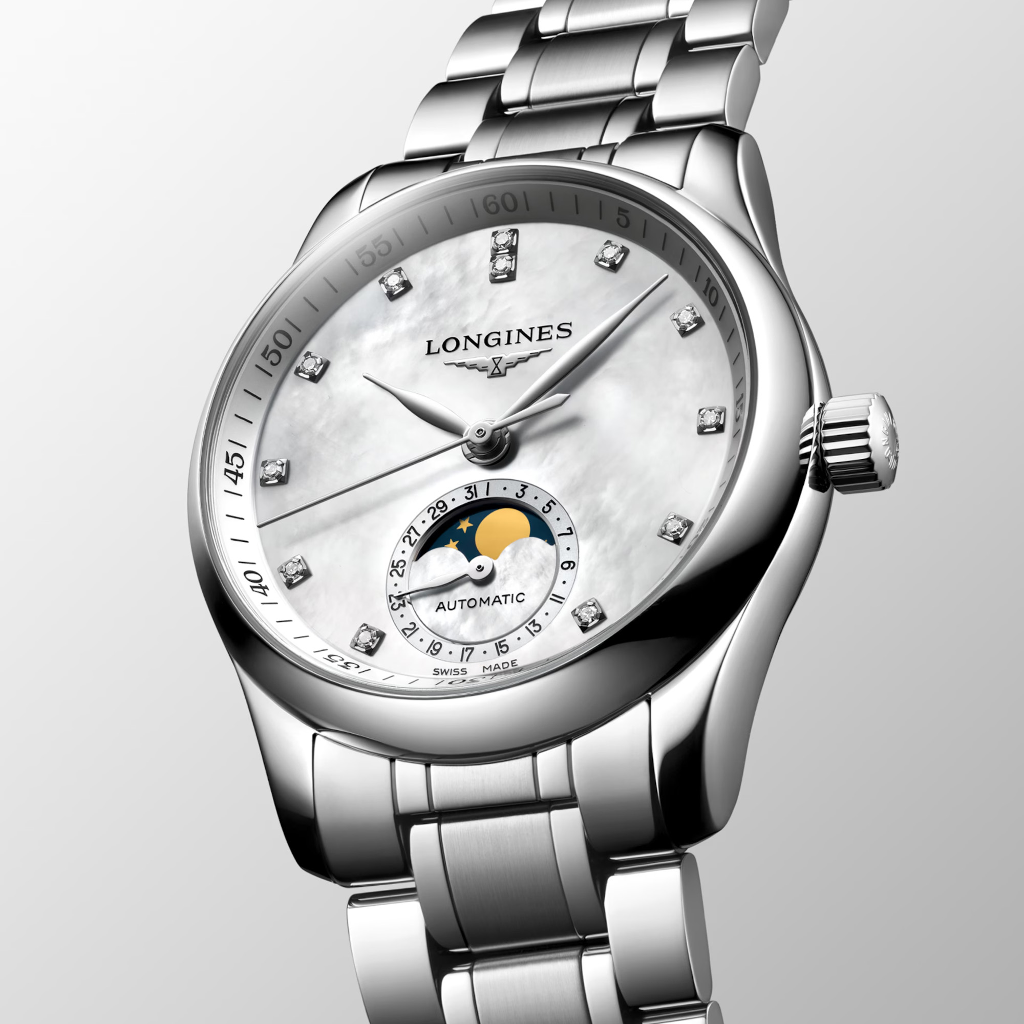 Longines Master Collection Moonphase Mother of Pearl Automatic 34mm Image 5 La Mine d'Or Moncton, NB