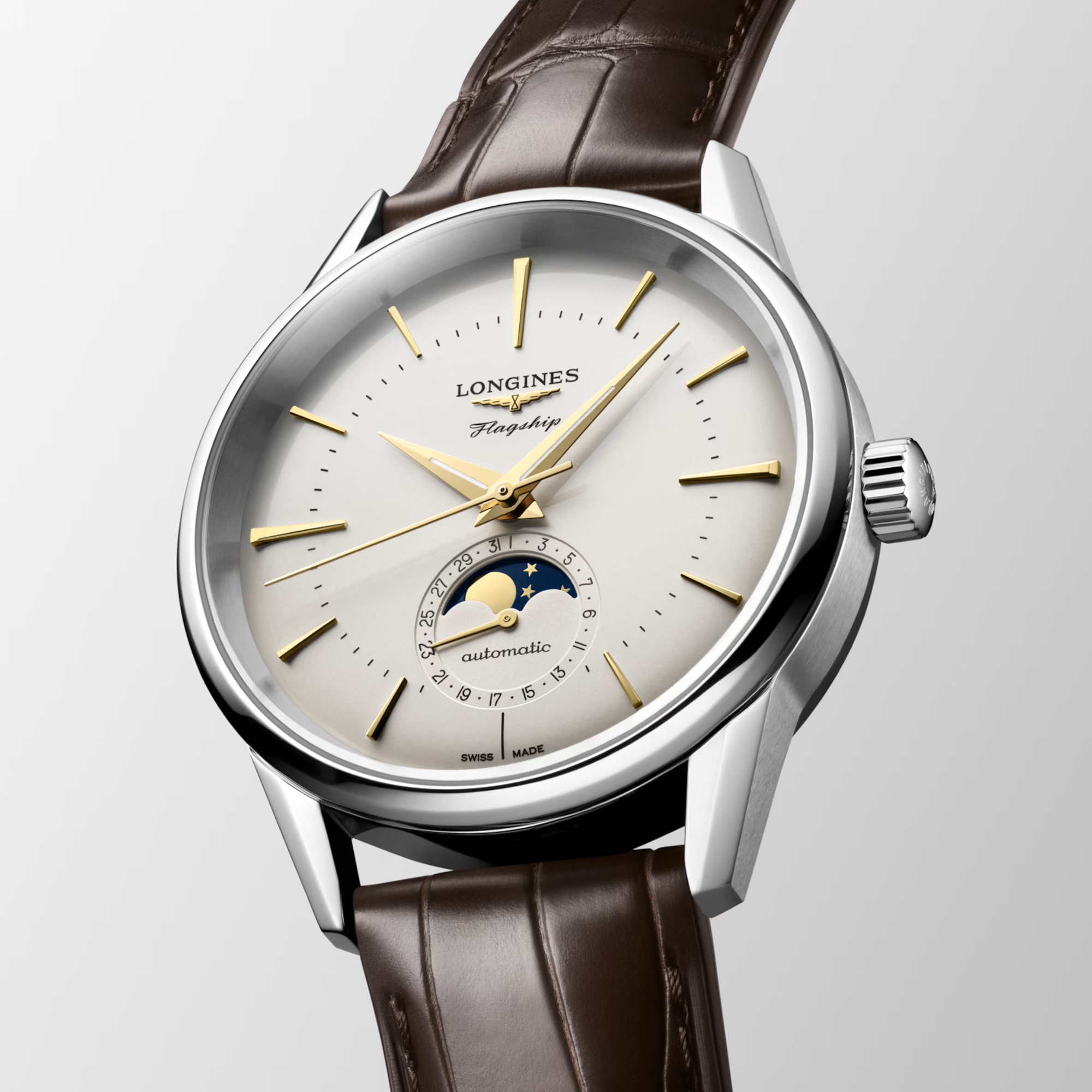 Longines Flagship Heritage Moonphase Automatic Ivory Dial 38.5mm Image 4 La Mine d'Or Moncton, NB