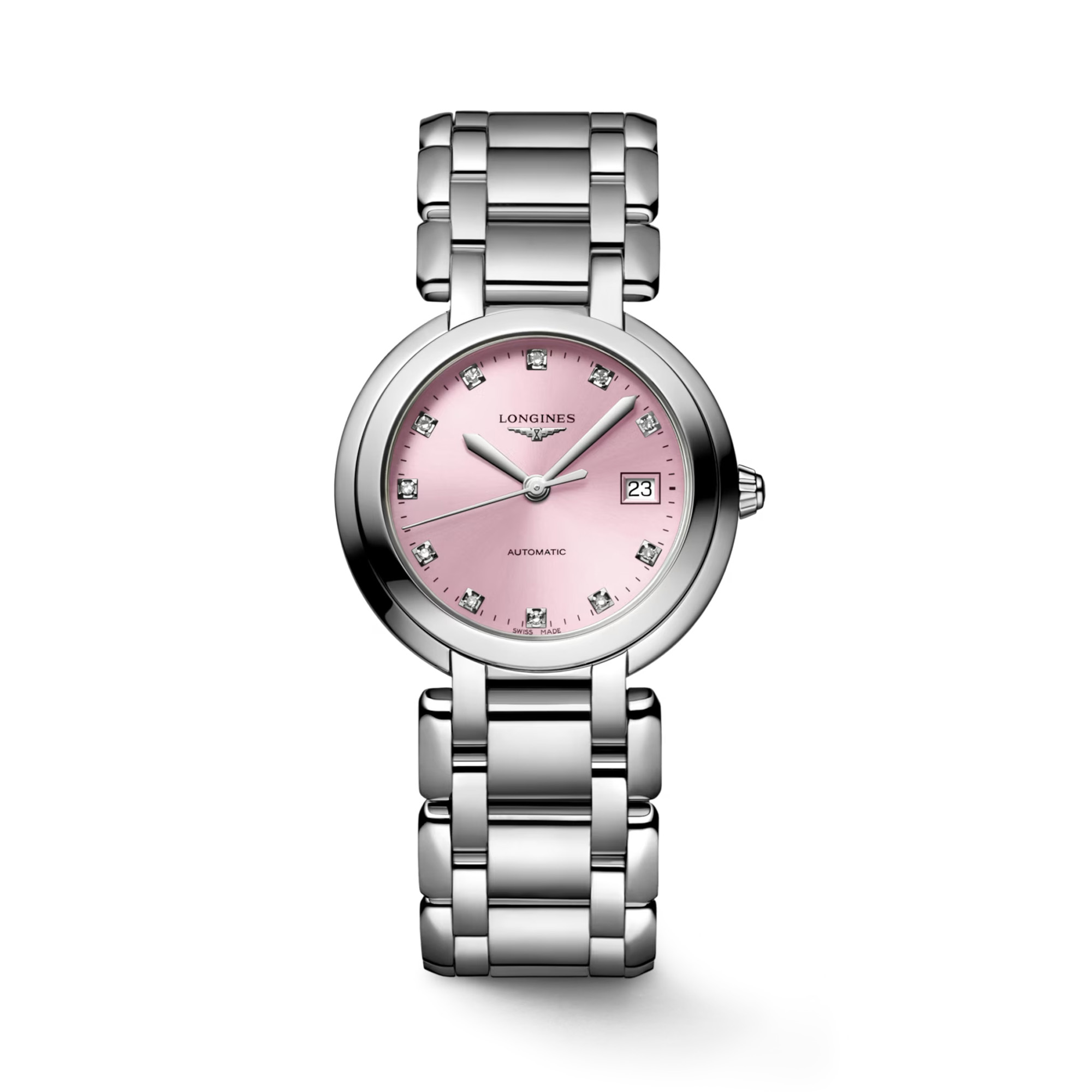 Longines PrimaLuna Automatic Diamond Set Pink Dial 30mm La Mine d'Or Moncton, NB