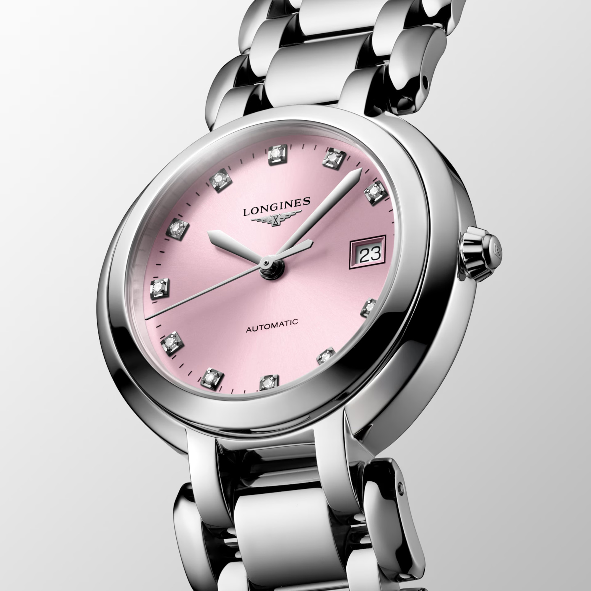 Longines PrimaLuna Automatic Diamond Set Pink Dial 30mm Image 4 La Mine d'Or Moncton, NB