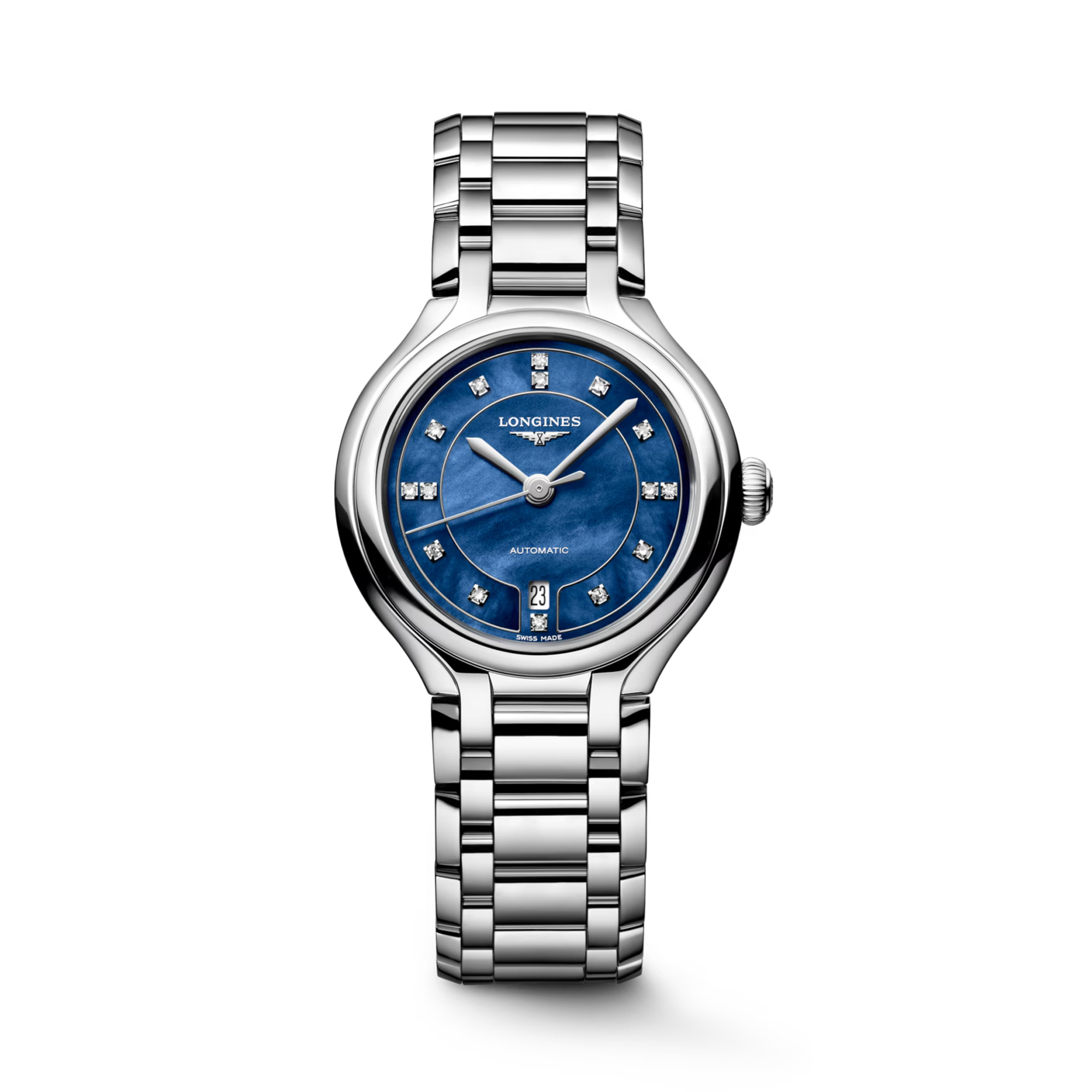 Longines PrimaLuna Automatic Diamond Set Blue MOP Dial 30mm La Mine d'Or Moncton, NB