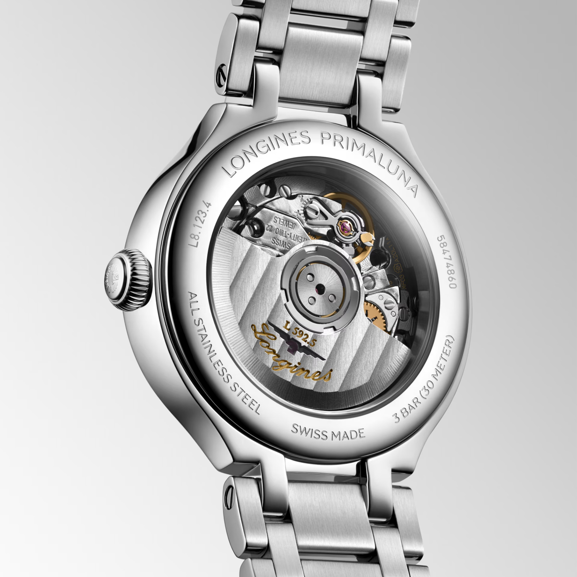 Longines PrimaLuna Automatic Diamond Set Blue MOP Dial 30mm Image 5 La Mine d'Or Moncton, NB