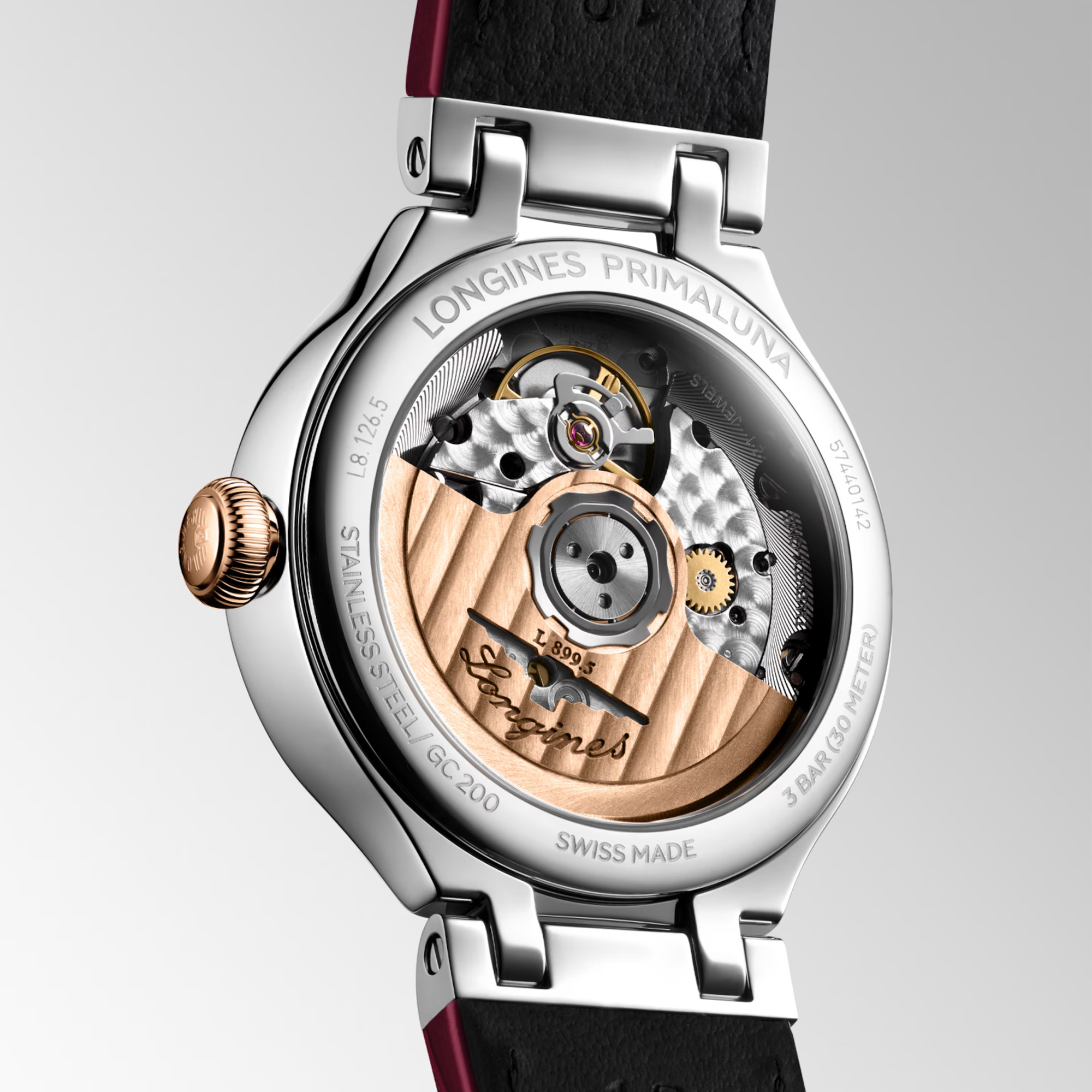 Longines PrimaLuna Moonphase Automatic Watch Silver Roman Dial 34mm Image 4 La Mine d'Or Moncton, NB