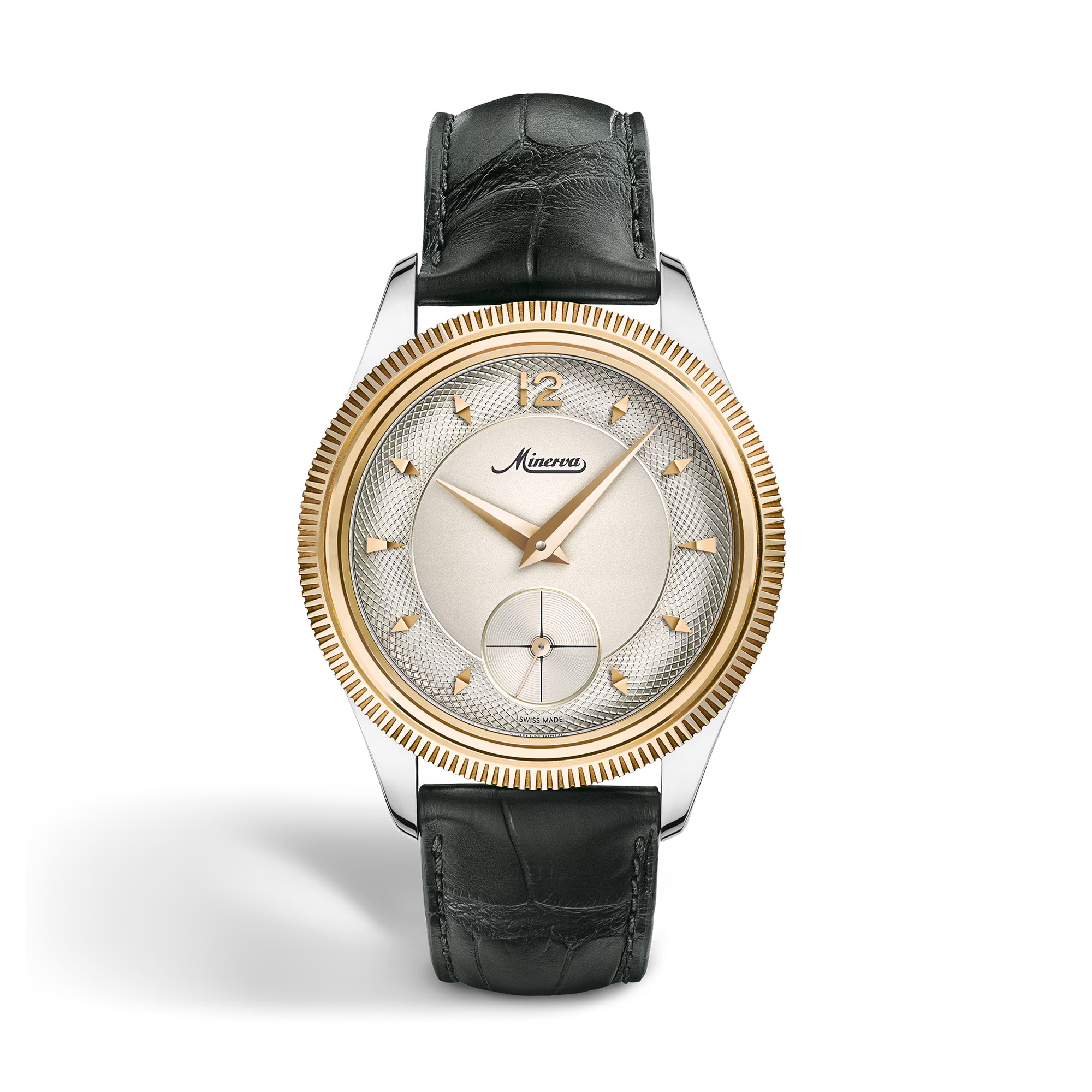 Minerva The Unveiled Crownless Steel and 18kt Rose Gold Guilloche Dial La Mine d'Or Moncton, NB